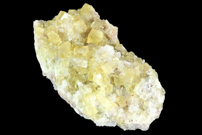 Lustrous Yellow Cubic Fluorite/Quartz Crystal Cluster - Morocco #84299